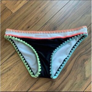 Black with Crochet Trim Full Cut Bikini Bottoms